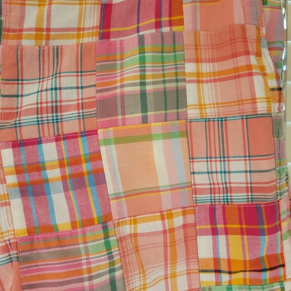 Talbots Chino Shorts Size 14P Madras Plaid Patchwork Colorful Preppy Beach - Picture 5 of 7